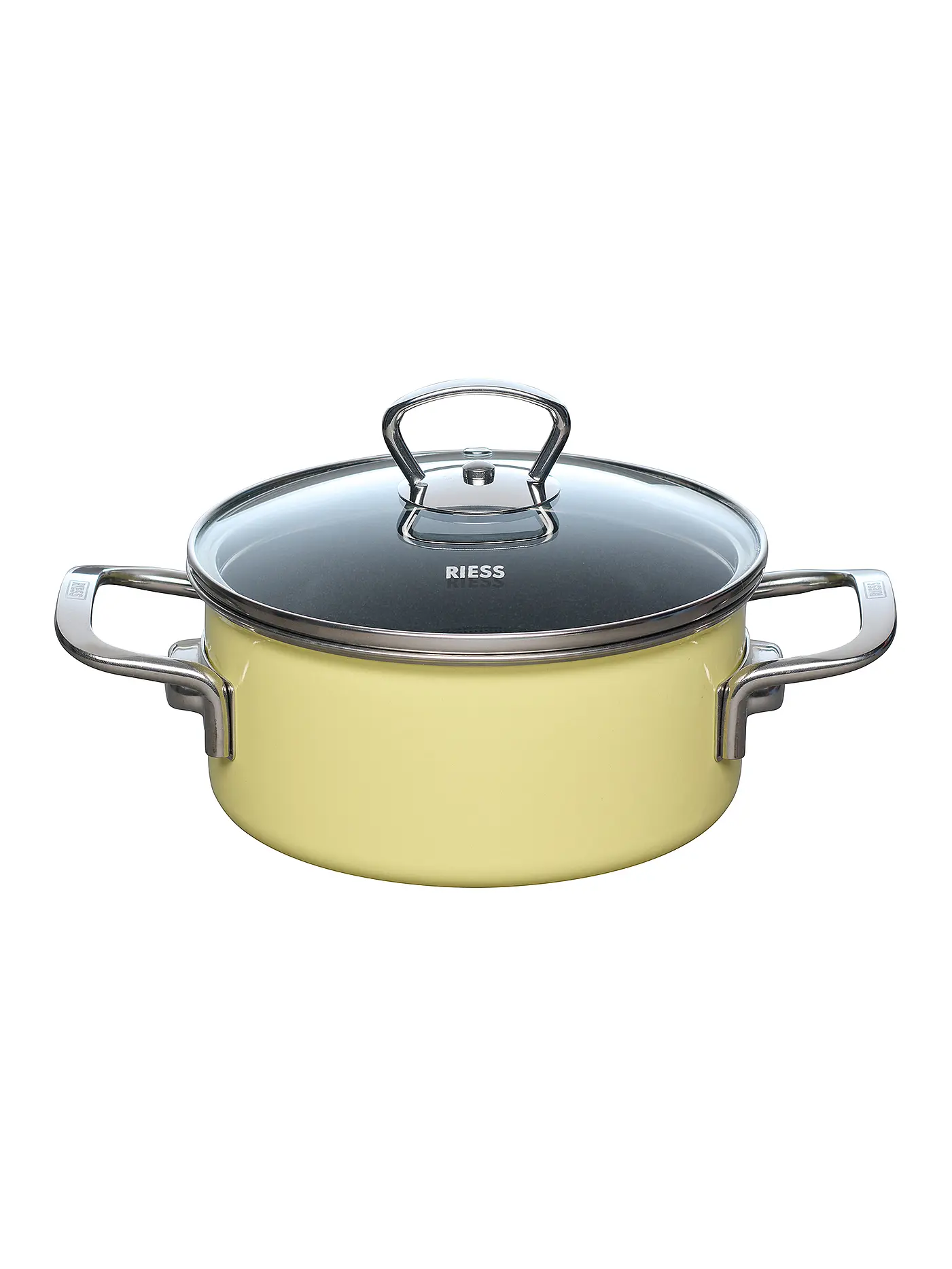 RIESS | Kochtopf 16cm /1l NOUVELLE PUR Dark Grey | gelb